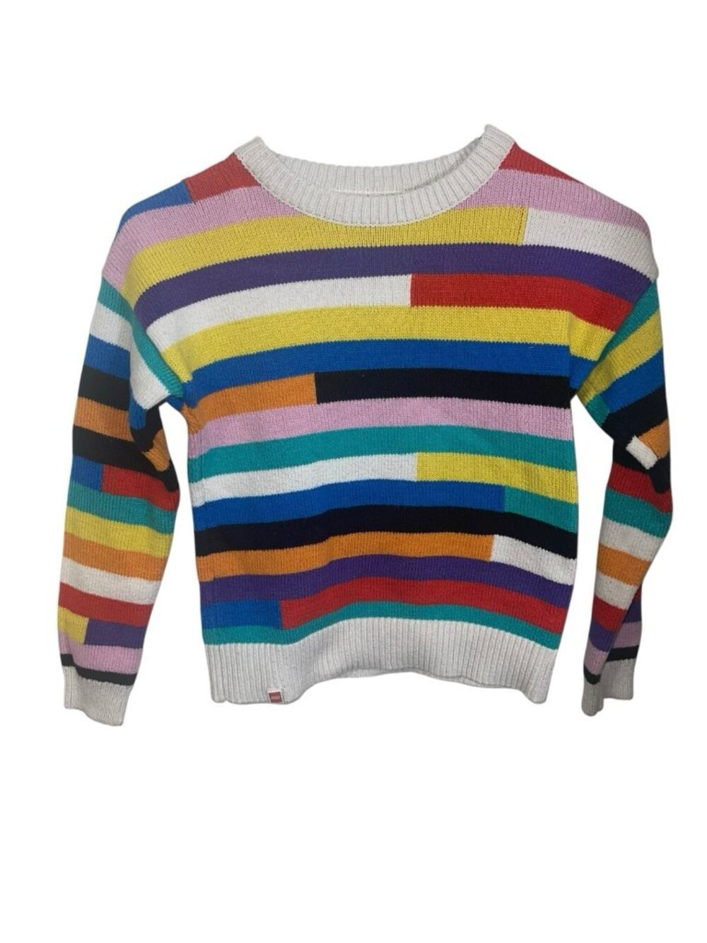 LEGO x TARGET Girl's Size Medium Pullover Rainbow Striped Sweater READ FLAWED